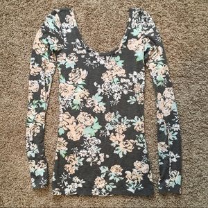 Dark Gray Flower Long Sleeve
